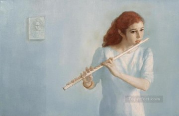 チェン・イーフェイ Painting - 女性フルート奏者 中国人 チェン・イーフェイ